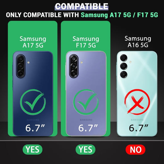 VAKIBO Best Selling Black and Transparent Coloured Made With Soft TPU and Acrylic Back Cover Case With 4 Corner and Camera Protection Suitable for Samsung Galaxy F17