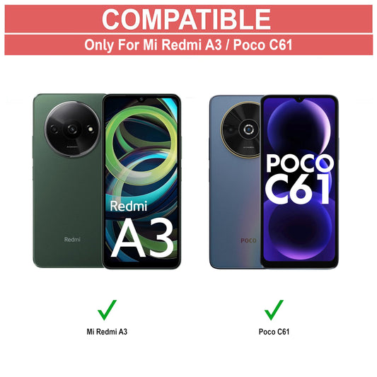 VAKIBO Super Premium Black Border Transparent Case With Corner Protection & Camera Protection Suitable for Mi Redmi A3