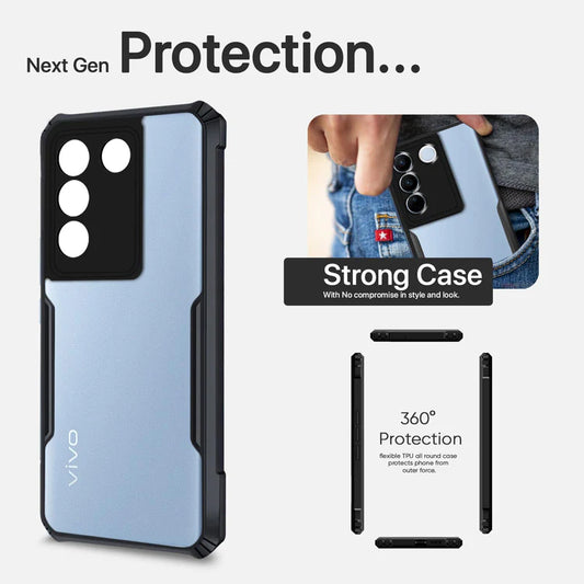 VAKIBO Super Premium Black Border Transparent Case With Corner Protection & Camera Protection Suitable for Vivo V27