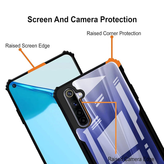 VAKIBO Super Premium Black Border Transparent Case With Corner Protection & Camera Protection Suitable for Realme XT