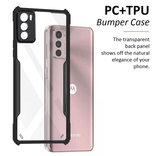 VAKIBO Super Premium Black Border Transparent Case With Corner Protection & Camera Protection Suitable for Moto G42