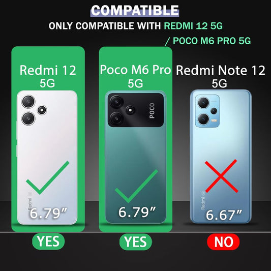 VAKIBO Super Premium Black Border Transparent Case With Corner Protection & Camera Protection Suitable for Mi Redmi 12 5G