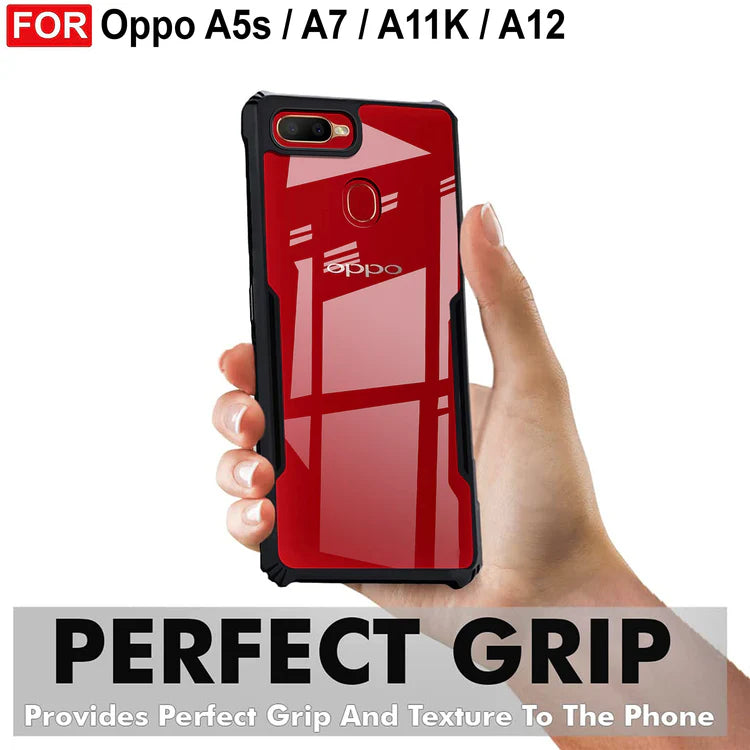 VAKIBO Super Premium Black Border Transparent Case With Corner Protection & Camera Protection Suitable for Oppo A12