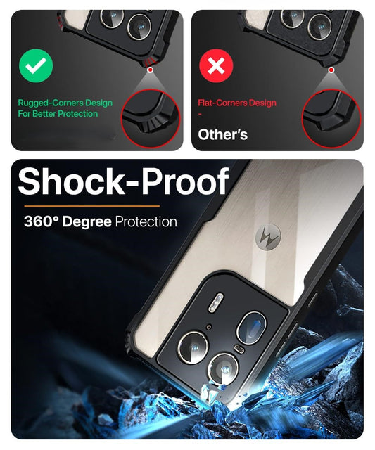 VAKIBO Super Premium Black Border Transparent Case With Corner Protection & Camera Protection Suitable for Moto Edge 50 Ultra