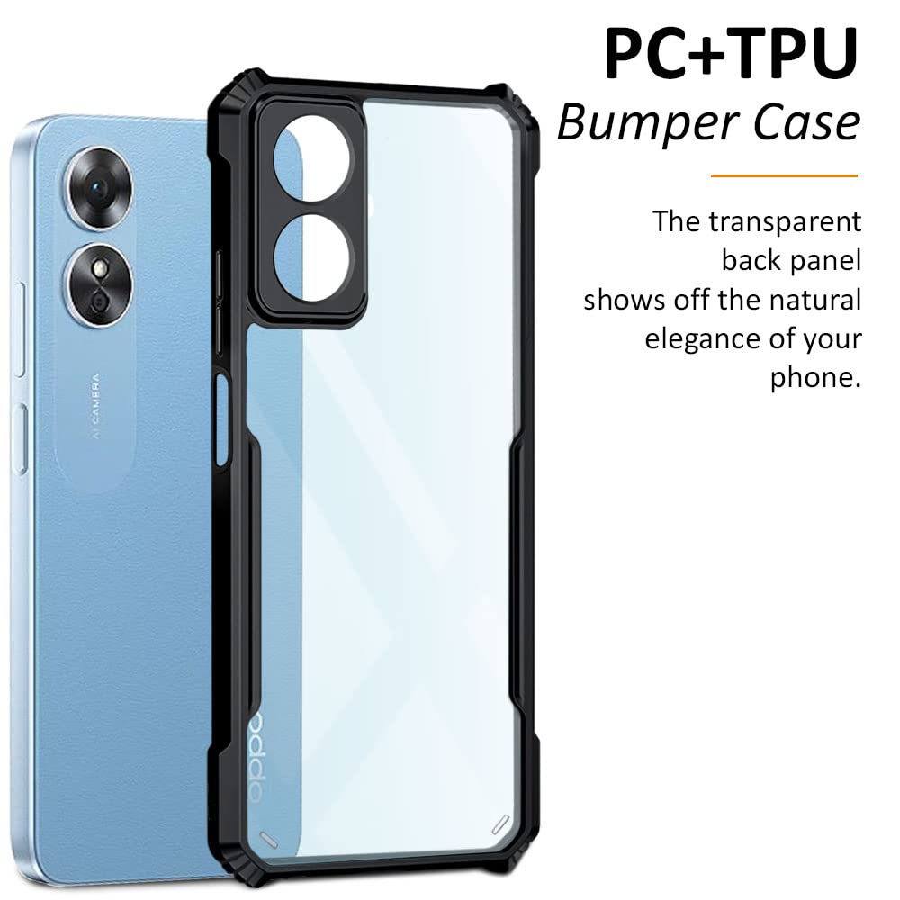 VAKIBO Super Premium Black Border Transparent Case With Corner Protection & Camera Protection Suitable for Oppo A17