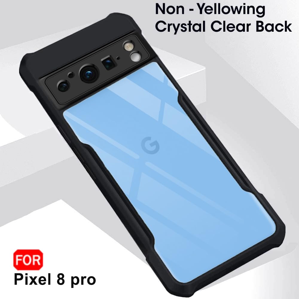 VAKIBO Super Premium Black Border Transparent Case With Corner Protection & Camera Protection Suitable for Google Pixel 8 Pro