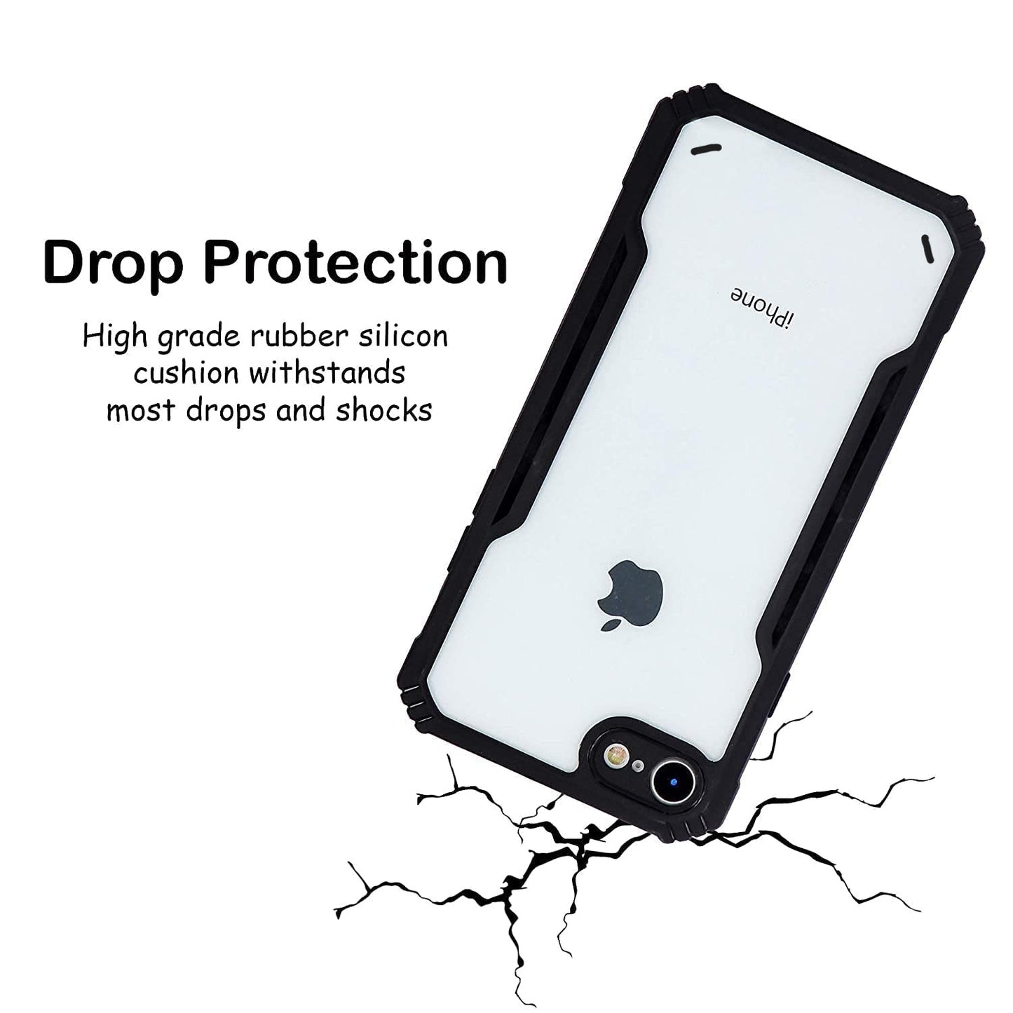 VAKIBO Best Selling Black and Transparent Coloured Made With Soft TPU and Acrylic Back Cover Case With 4 Corner and Camera Protection Suitable for iPhone 6 Plus