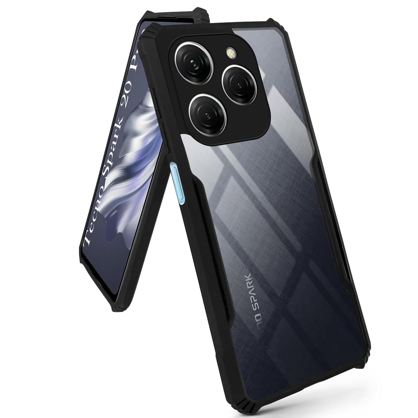 VAKIBO Super Premium Black Border Transparent Case With Corner Protection & Camera Protection Suitable for Tecno Spark 20 Pro