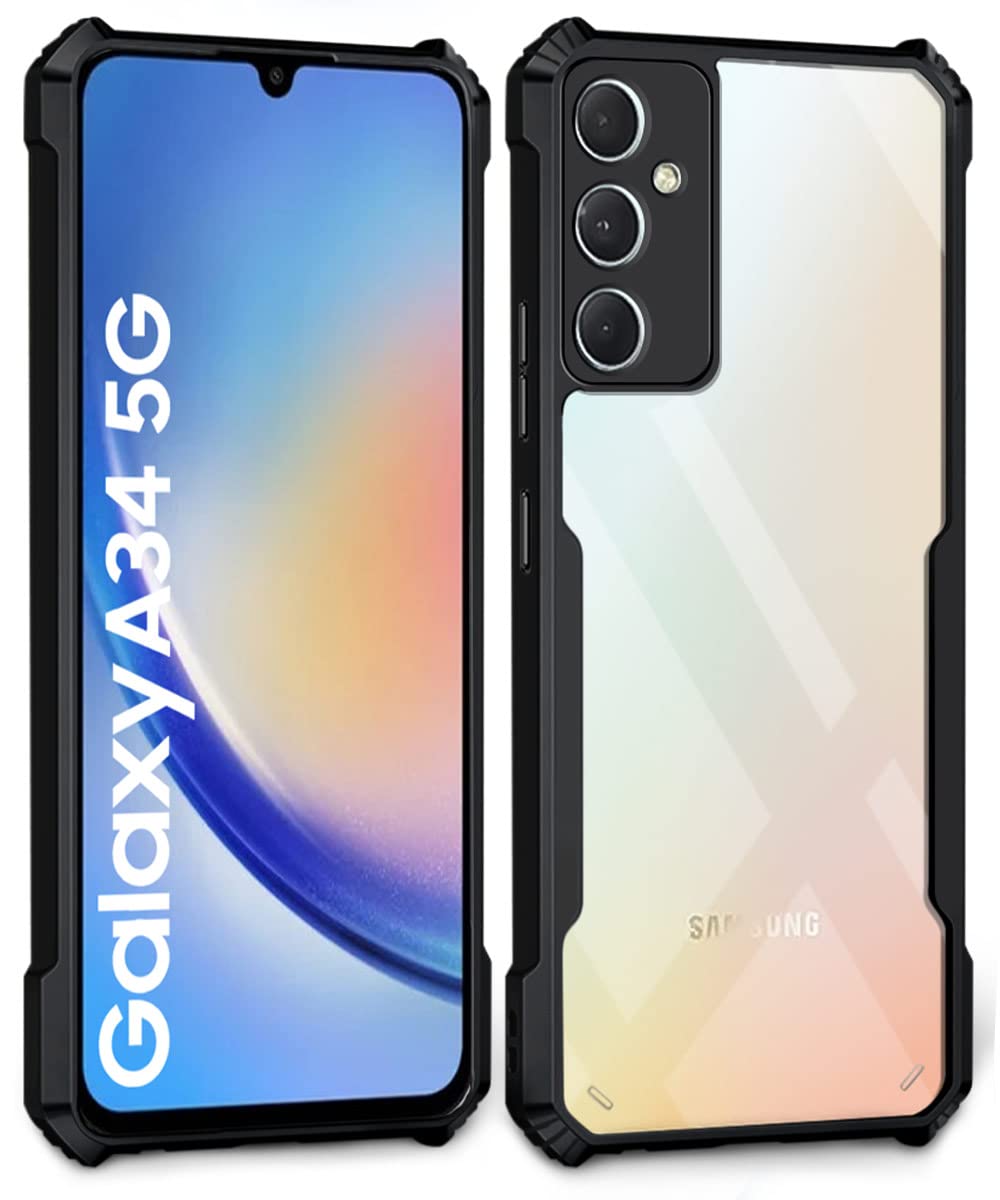 VAKIBO Super Premium Black Border Transparent Case With Corner Protection & Camera Protection Suitable for Samsung A34 5G