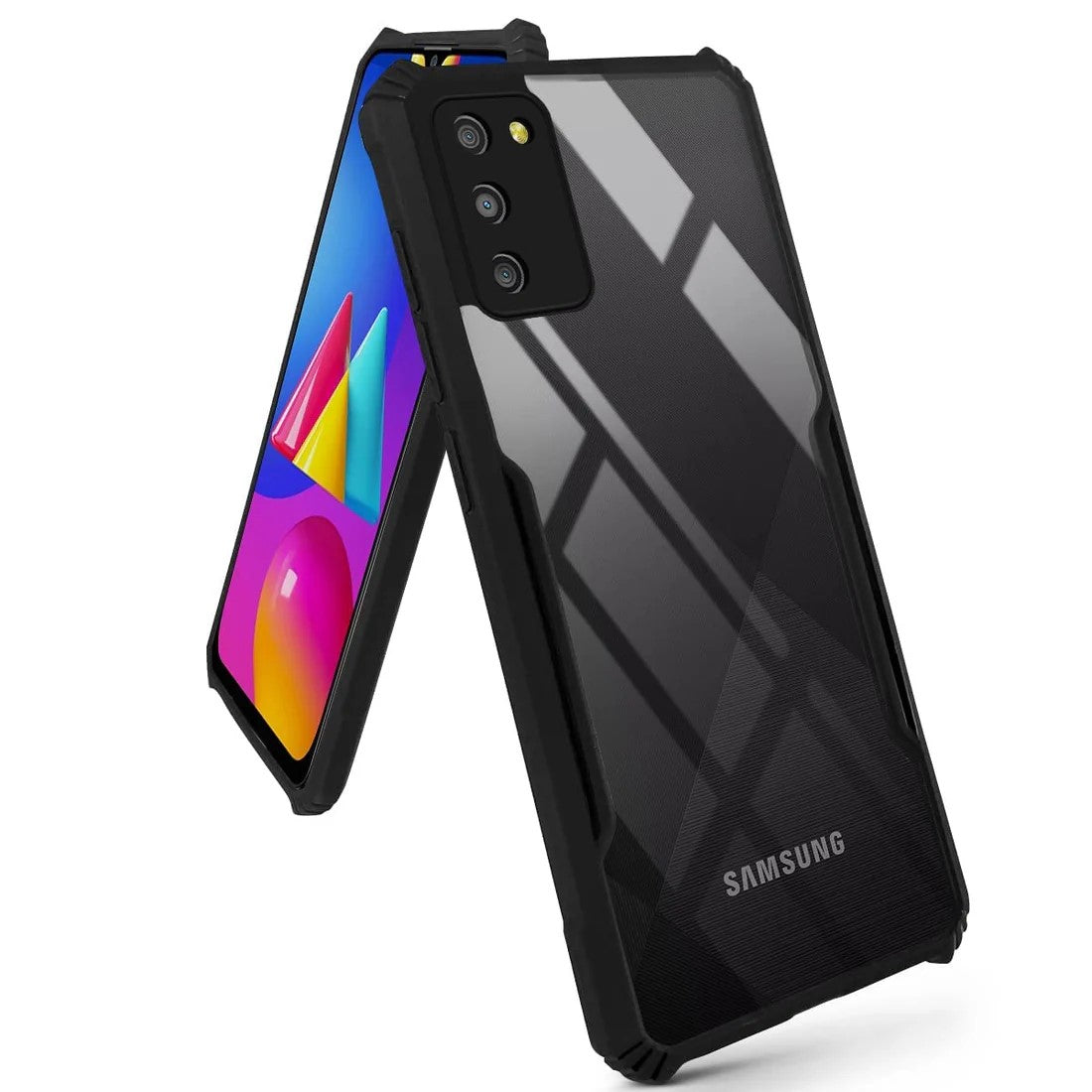 VAKIBO Super Premium Black Border Transparent Case With Corner Protection & Camera Protection Suitable for Samsung Galaxy M02s/Samsung Galaxy F02s