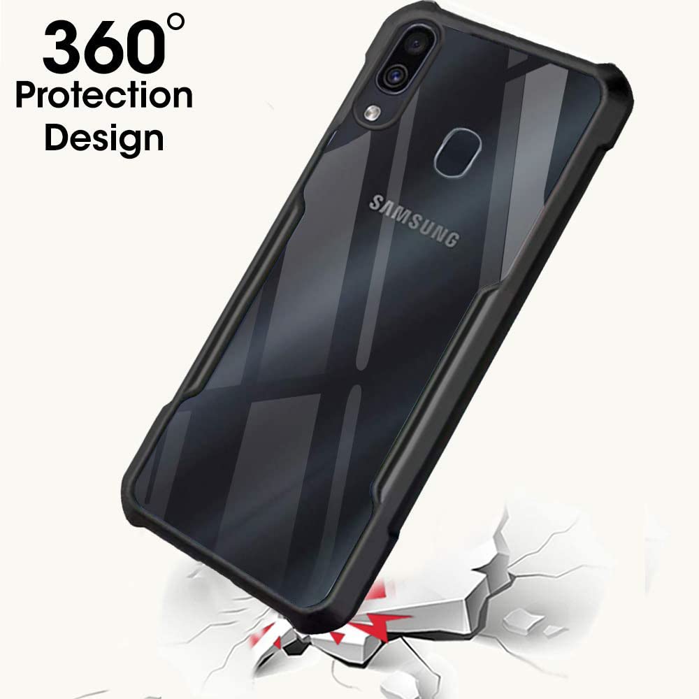 VAKIBO Super Premium Black Border Transparent Case With Corner Protection & Camera Protection Suitable for Samsung A20