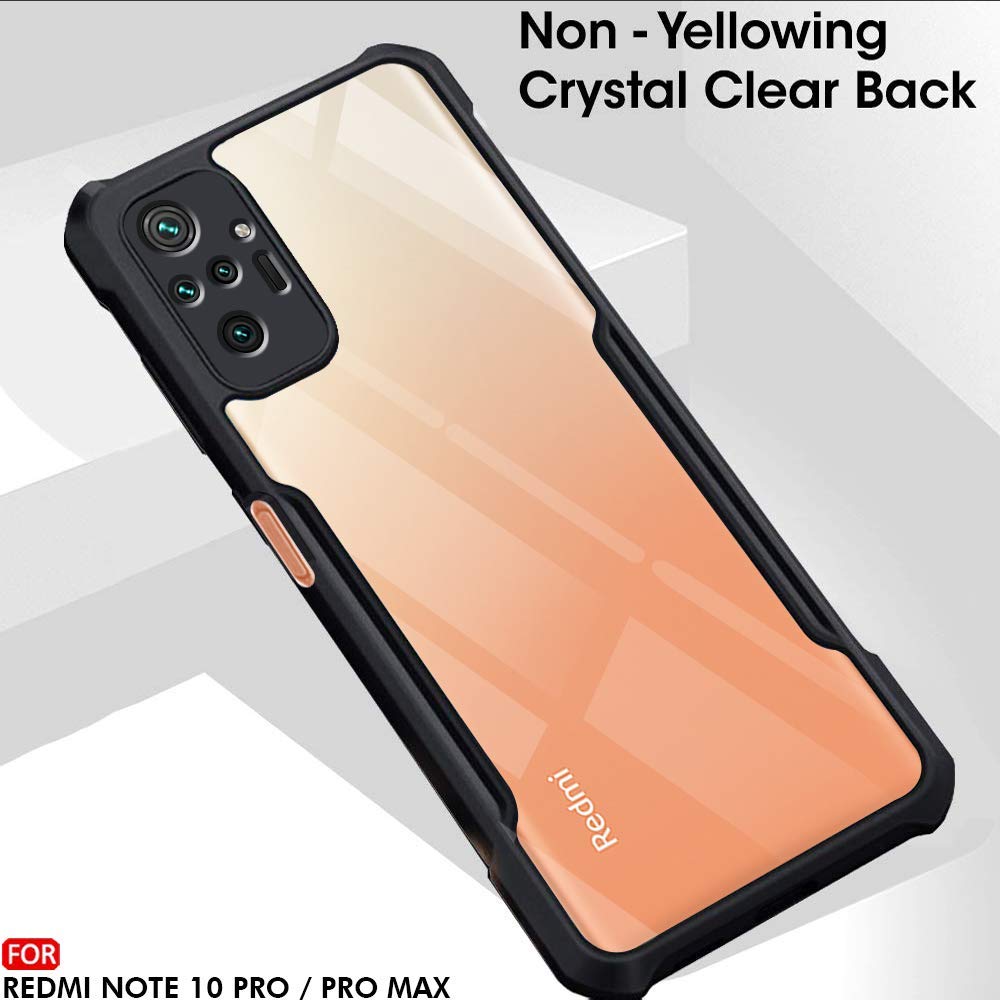 VAKIBO Super Premium Black Border Transparent Case With Corner Protection & Camera Protection Suitable for MI Redmi Note 10 Pro Max