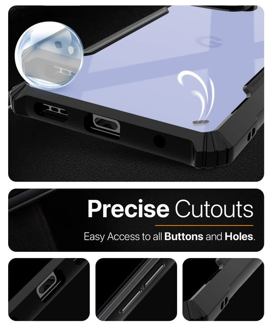 VAKIBO Best Selling Black and Transparent Coloured Made With Soft TPU and Acrylic Back Cover Case With 4 Corner and Camera Protection Suitable for Google Pixel 9A