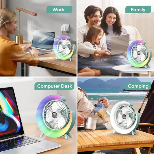G Fan Small, Portable, Adjustable Speed Settings, LED 7 Colour Light Mode G Fan