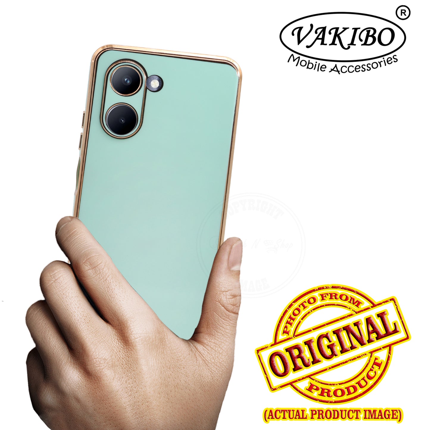 VAKIBO Golden Chrome Border Pista Coloured Soft TPU Back Cover Case With Camera Protection Suitable for Realme C33
