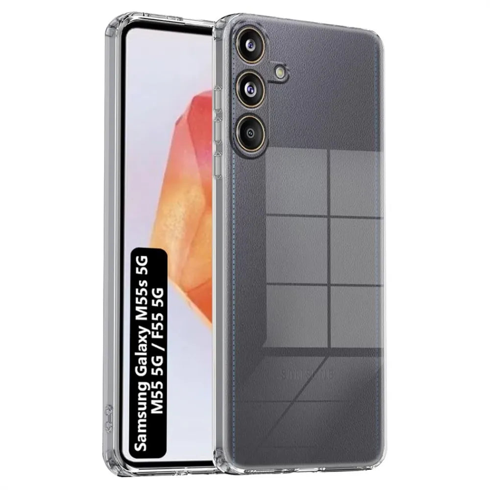VAKIBO Premium Clear 1.5MM Thick Transparent Soft TPU Rubber Back Cover Case With Camera Protection Suitable for Samsung Galaxy M55