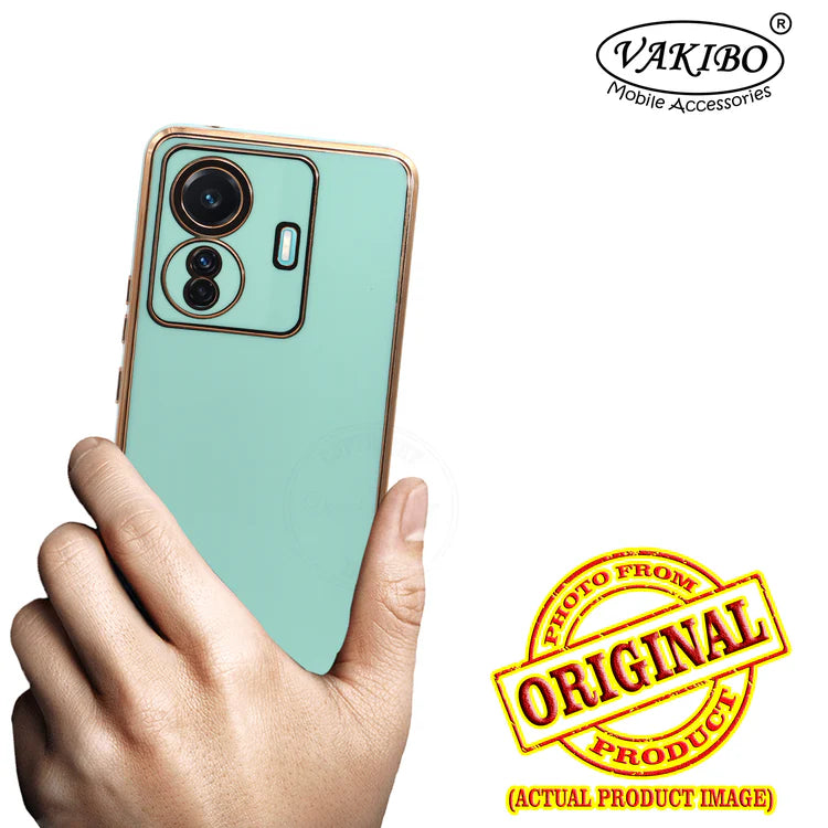 VAKIBO Golden Chrome Border Pista Coloured Soft TPU Back Cover Case With Camera Protection Suitable for Iqoo Z6 Pro