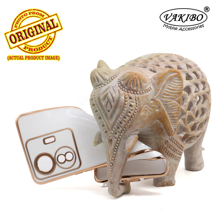 VAKIBO Golden Chrome Border White Coloured Soft TPU Back Cover Case With Camera Protection Suitable for Iqoo Z6 Pro