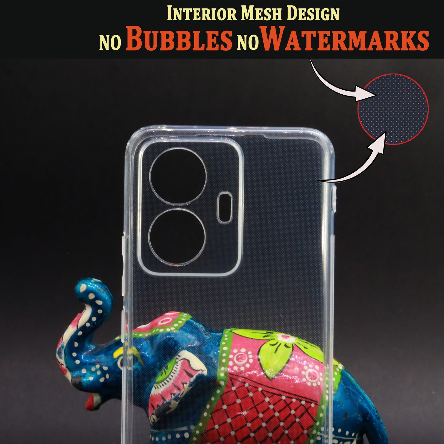 VAKIBO Super Premium Soft TPU Transparent Case With Dustplug,Side Grip,Corner Protection,lanyard Cuts,Camera Protection Suitable for Iqoo Z6 44W