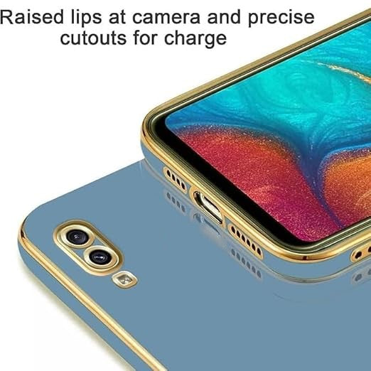 VAKIBO Golden Chrome Border Steel Blue Coloured Soft TPU Back Cover Case With Camera Protection Suitable for Vivo V11Pro