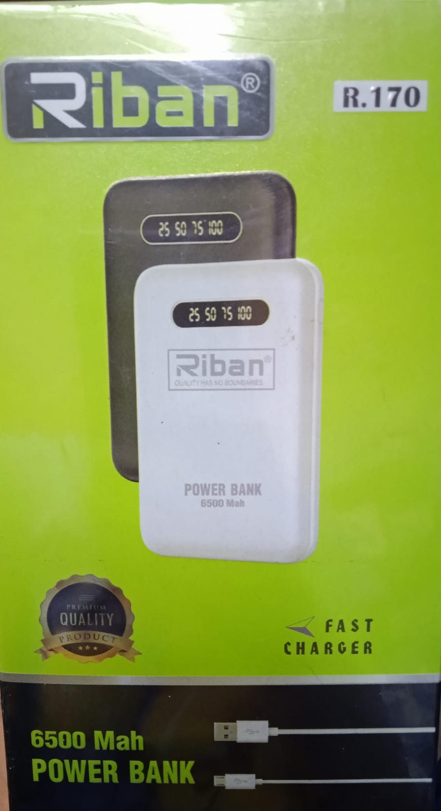 Riban PB 170 Powerbank 6500Mah Type-C+Micro |6500 mAh Portable Power Bank Compact, Fast-Charging Backup Power