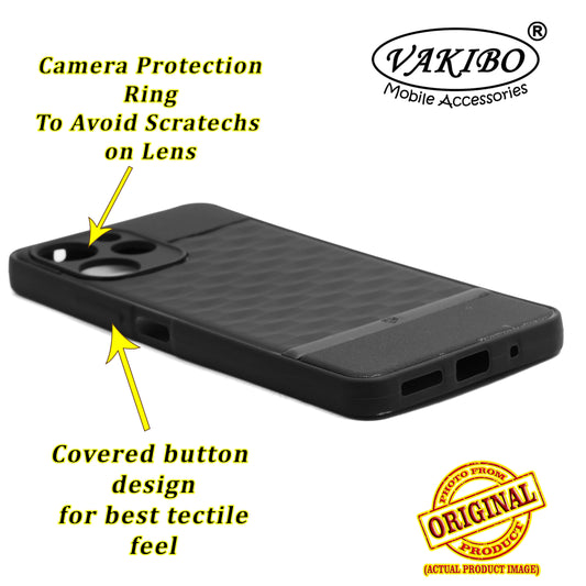 VAKIBO Parallax Design Black Coloured Soft TPU Rubber Back Cover Case With Camera Protection Ring Suitable for Mi Redmi 12 4G