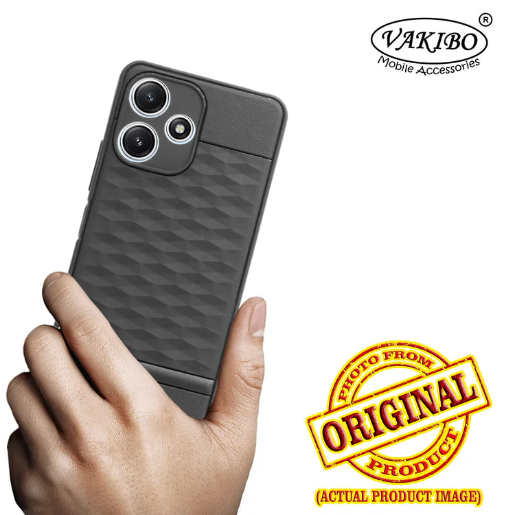VAKIBO Parallax Design Black Coloured Soft TPU Rubber Back Cover Case With Camera Protection Ring Suitable for Mi Poco M6 Pro 5G