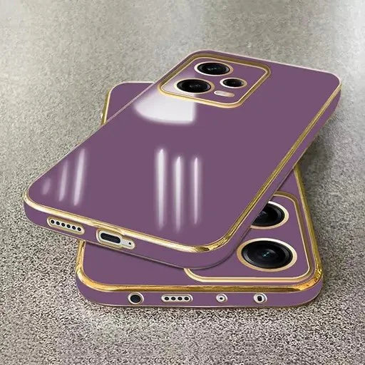 VAKIBO Golden Chrome Border purple Coloured Soft TPU Back Cover Case With Camera Protection Suitable for Mi Poco X5 5G