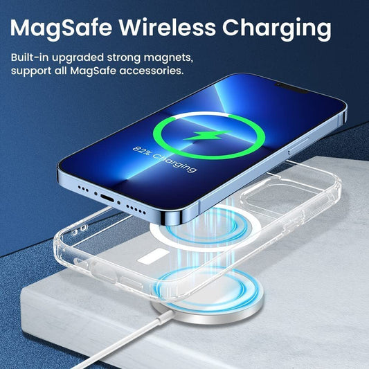 VAKIBO Megnatic Magsafe Transparent Soft with Hard back Back Cover Case With Camera Protection Ring Suitable for Apple iPhone 13 Pro Max