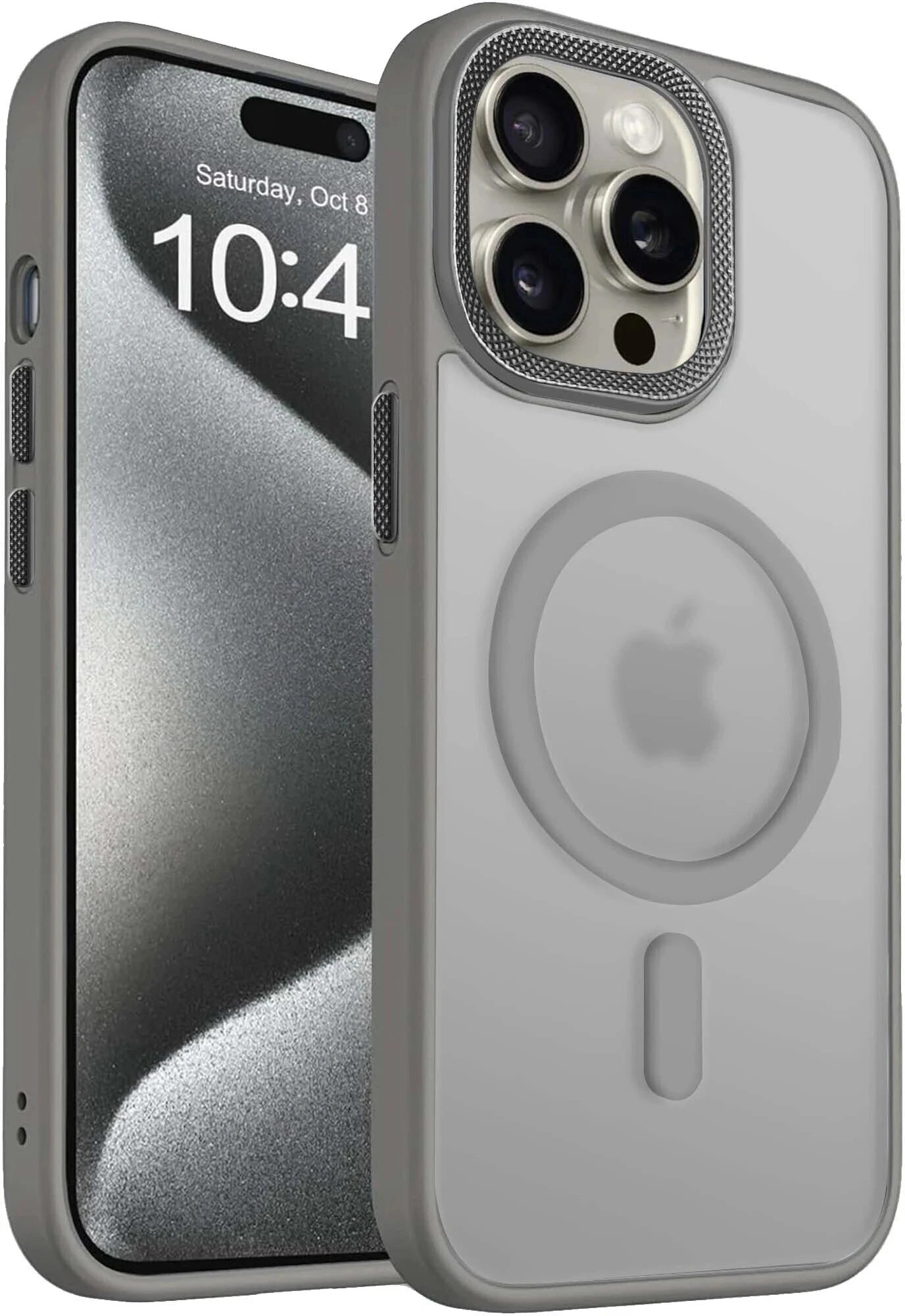 VAKIBO Megnatic Magsafe Grey Coloured Soft with Hard back Back Cover Case With Camera Protection Ring Suitable for iPhone 14 Pro Max
