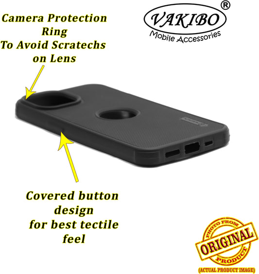 VAKIBO Niukin Dotted Design Black Coloured Soft TPU Rubber Back Cover Case With Camera Protection Ring Suitable for Apple iPhone 15 Pro Max