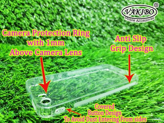 VAKIBO Super Premium Soft TPU Transparent Case With Dustplug,Side Grip,Corner Protection,lanyard Cuts,Camera Protection Suitable for iPhone 5, 5s ,SE OLD Model