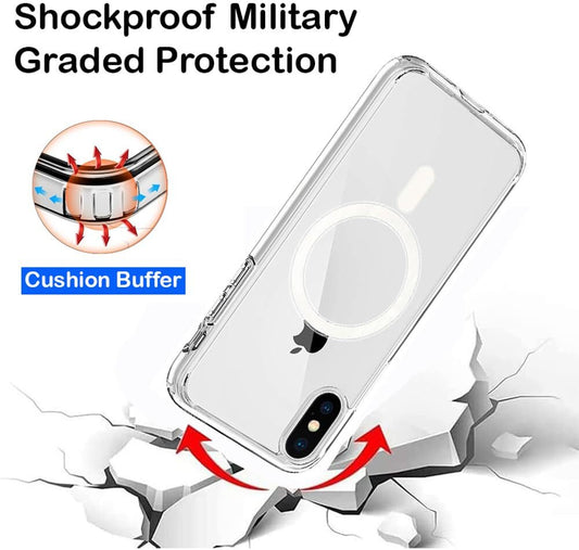 VAKIBO Megnatic Magsafe White Coloured Soft with Hard back Back Cover Case With Camera Protection Ring Suitable for iPhone Xs