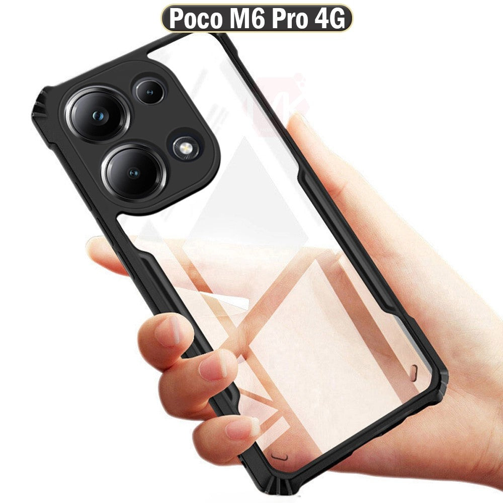 VAKIBO Super Premium Black Border Transparent Case With Corner Protection & Camera Protection Suitable for Mi Poco M6 Pro 4G