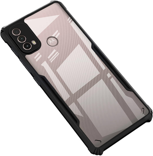 VAKIBO Super Premium Black Border Transparent Case With Corner Protection & Camera Protection Suitable for Moto E20