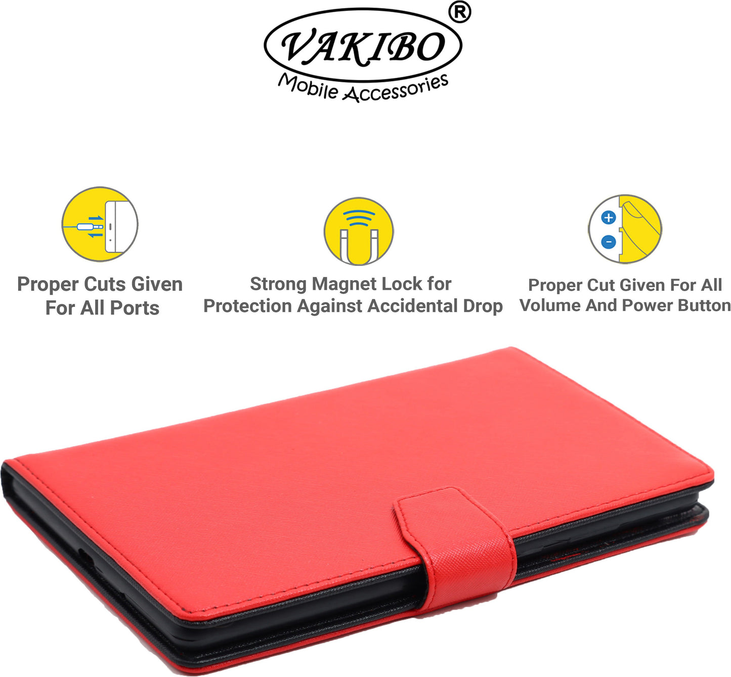 VAKIBO Mercury Premium Red Coloured made With Canvas and TPU Flip Cover Case Suitable for Nokia Tab T20