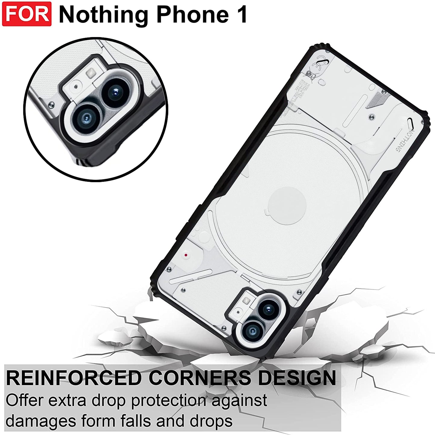 VAKIBO Super Premium Black Border Transparent Case With Corner Protection & Camera Protection Suitable for Nothing Phone 1