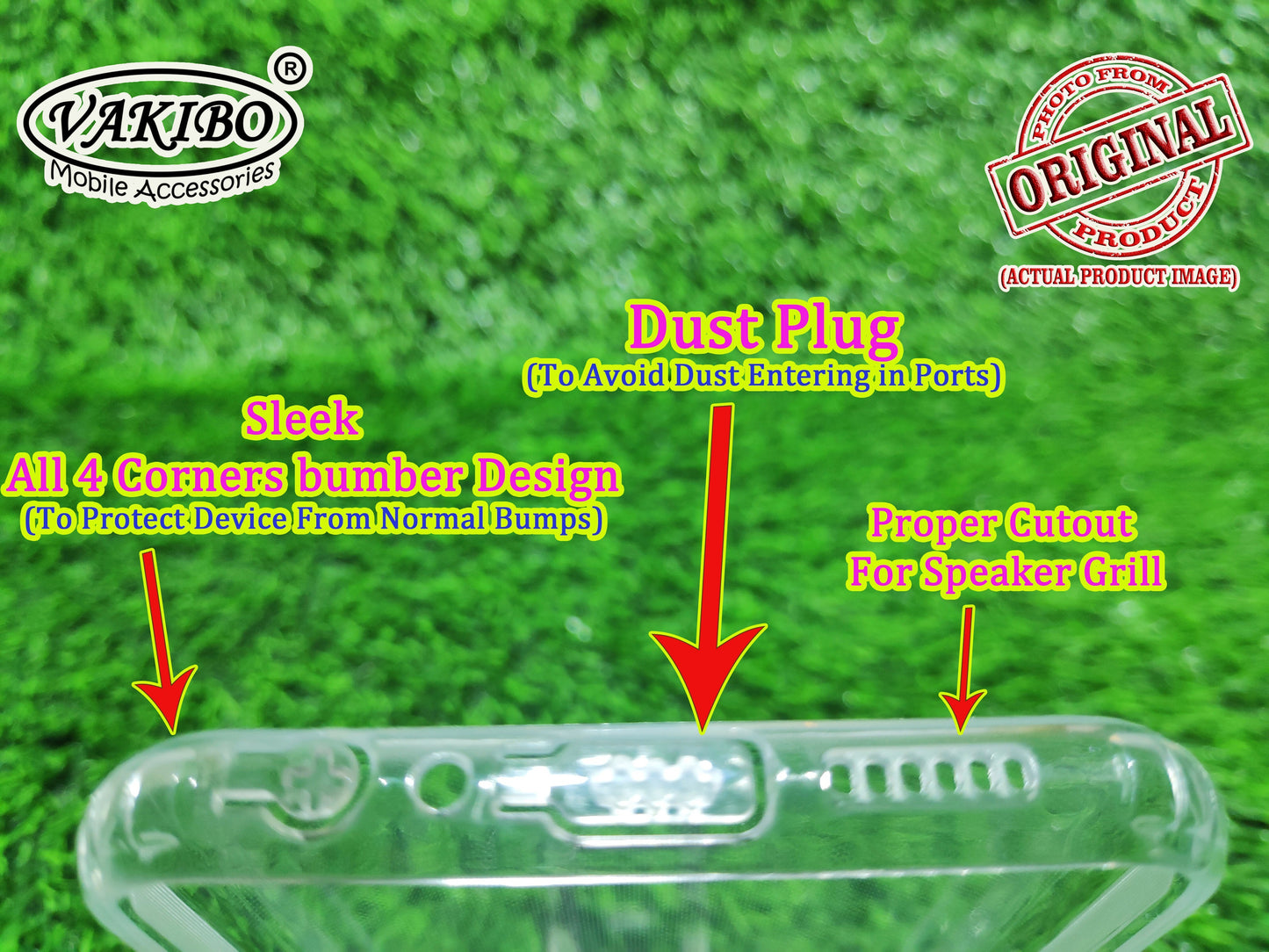 VAKIBO Super Premium Soft TPU Transparent Case With Dustplug,Side Grip,Corner Protection,lanyard Cuts,Camera Protection Suitable for Oppo A5s