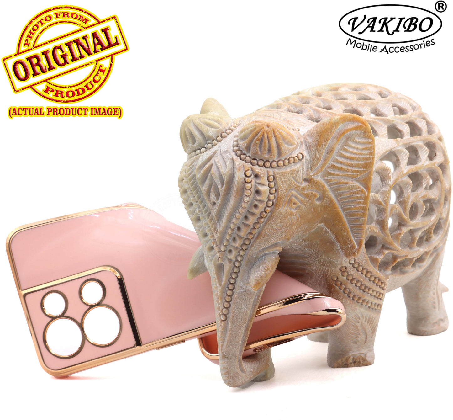 VAKIBO Golden Chrome Border Peach Coloured Soft TPU Back Cover Case With Camera Protection Suitable for Oppo Reno 8