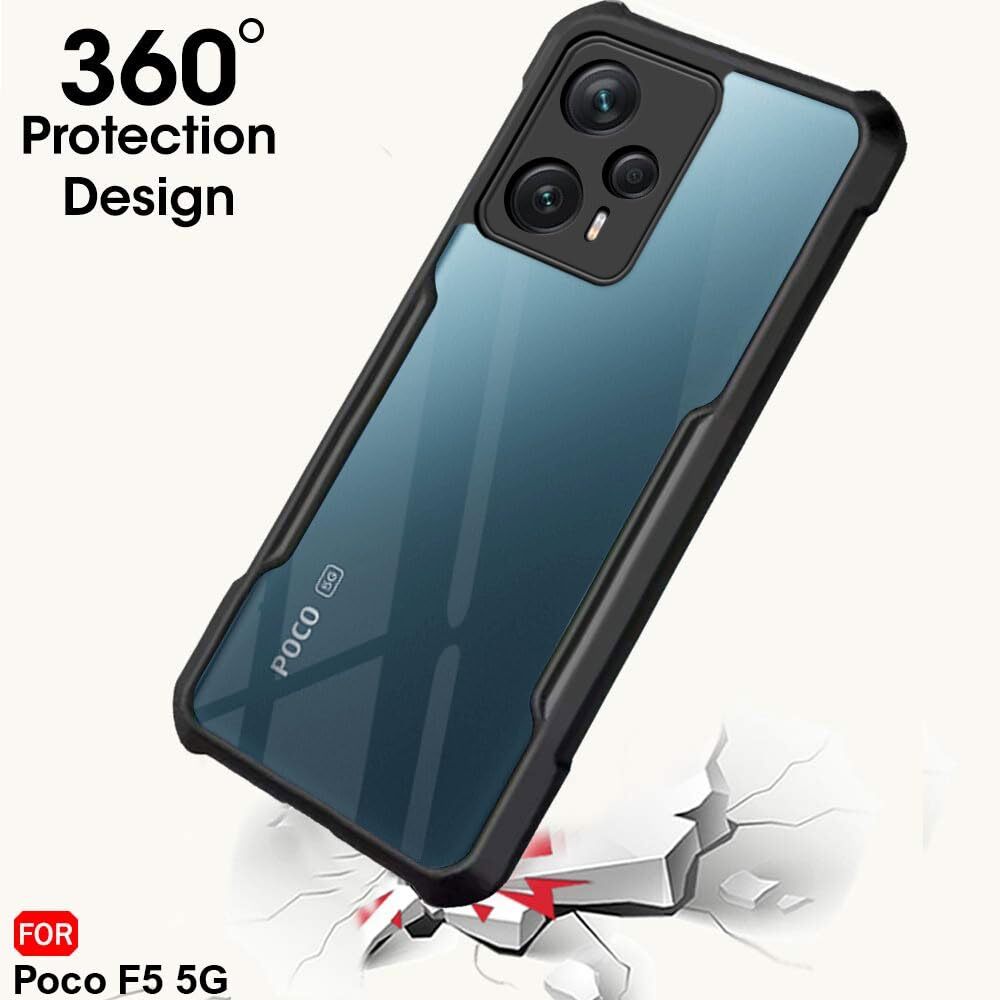 VAKIBO Best Selling Black and Transparent Back Cover Case Made With Soft TPU and Acrylic With 4 Corner and Camera Protection Suitable for Mi Poco F5