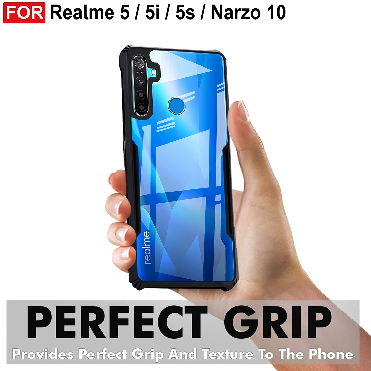 VAKIBO Super Premium Black Border Transparent Case With Corner Protection & Camera Protection Suitable for Realme Narzo 10