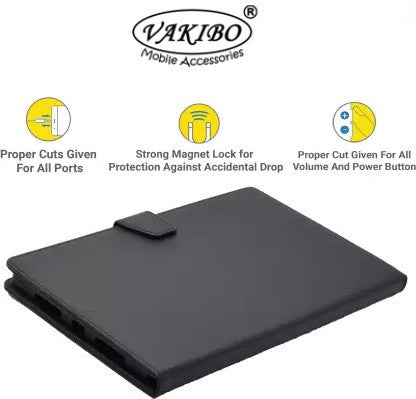 VAKIBO Premium Dotted Design Black Coloured Synthetic Leather Tablet Flip cover Suitable for Realme Pad 10.4