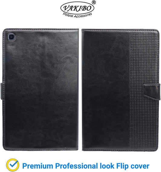 VAKIBO Premium Dotted Design Black Coloured Synthatic Leather Flip Cover Case Suitable for Samsung Galaxy TAB A T295 2019 8 Screen Size