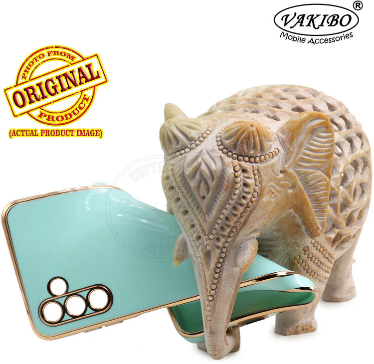 VAKIBO Golden Chrome Border Pista Green Coloured Soft TPU Back Cover Case With Camera Protection Suitable for Samsung Galaxy A13