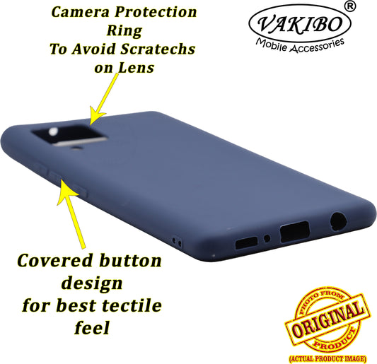 VAKIBO 1.2 MM Thick Blue Coloured Soft TPU Rubber Back Cover Case With Camera Protection Ring Suitable for Samsung Galaxy M42
