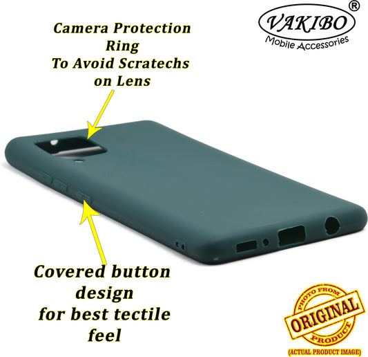 VAKIBO 1.2 MM Thick Green Coloured Soft TPU Rubber Back Cover Case With Camera Protection Ring Suitable for Samsung Galaxy M42