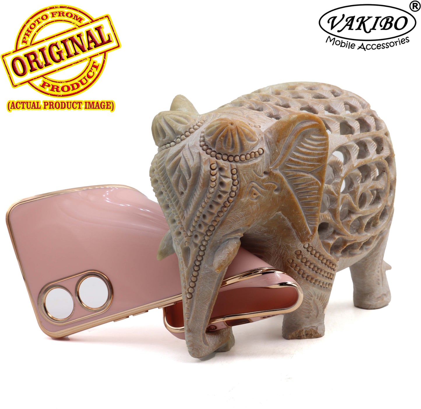 VAKIBO Golden Chrome Border Peach Coloured Soft TPU Back Cover Case With Camera Protection Suitable for Vivo Y02S