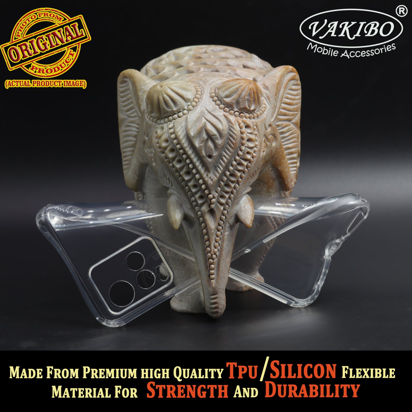 VAKIBO Super Premium Soft TPU Transparent Case With Dustplug,Side Grip,Corner Protection,lanyard Cuts,Camera Protection Suitable for Vivo Y21T