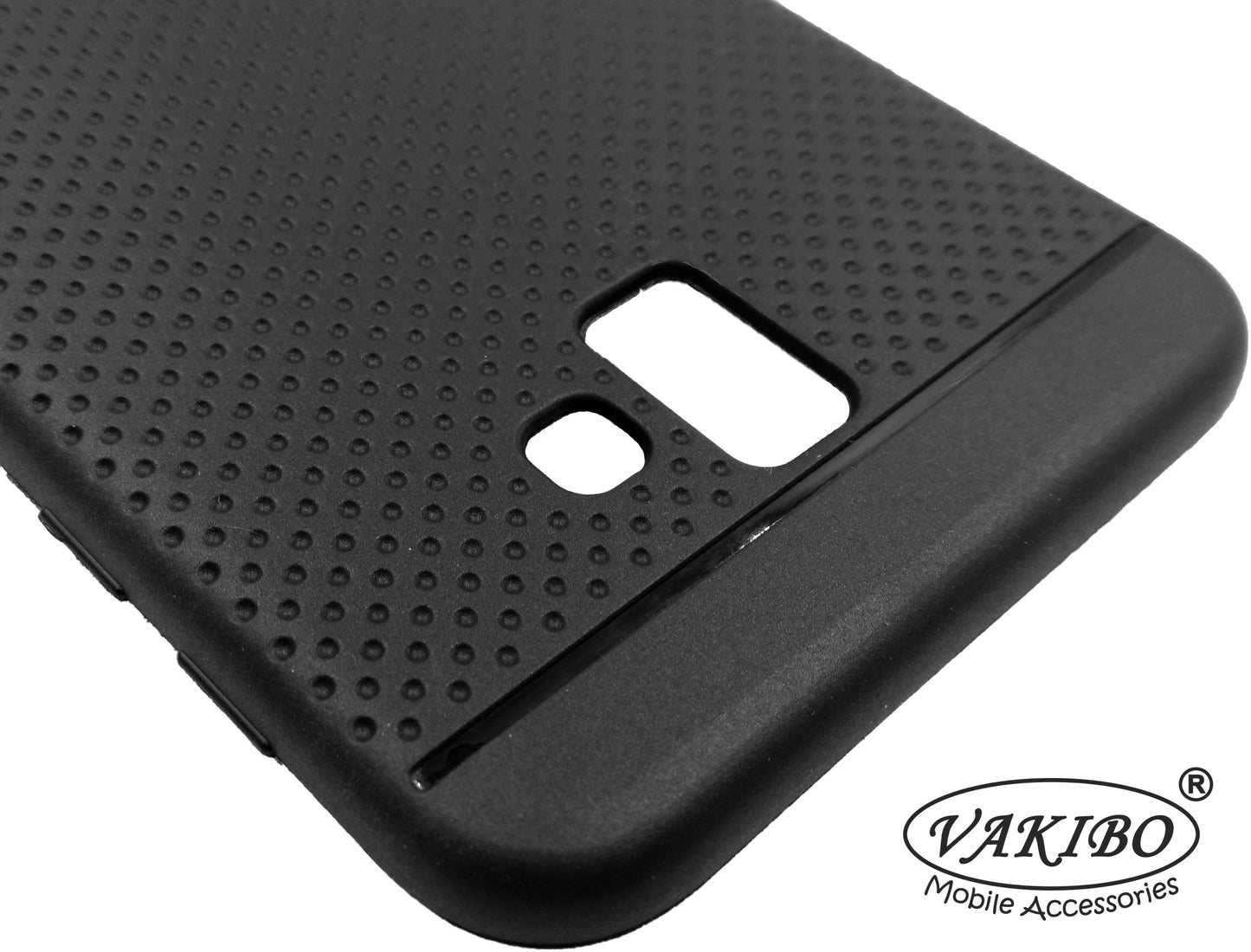 VAKIBO Dotted Design Black Coloured Soft TPU Back Cover Case Suitable for Samsung Galaxy J6 Plus