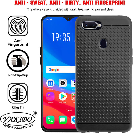 VAKIBO Dotted Design Black Coloured Soft TPU Back Cover Case Suitable for Oppo A5